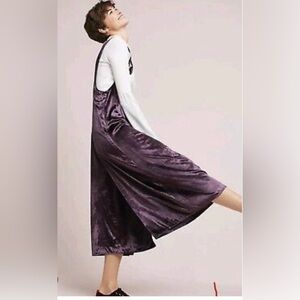 Elegant grey Velvet jumpsuit small Maeve Anthropologie